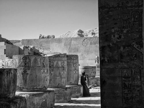 Monochrome Photo of Ancient Site