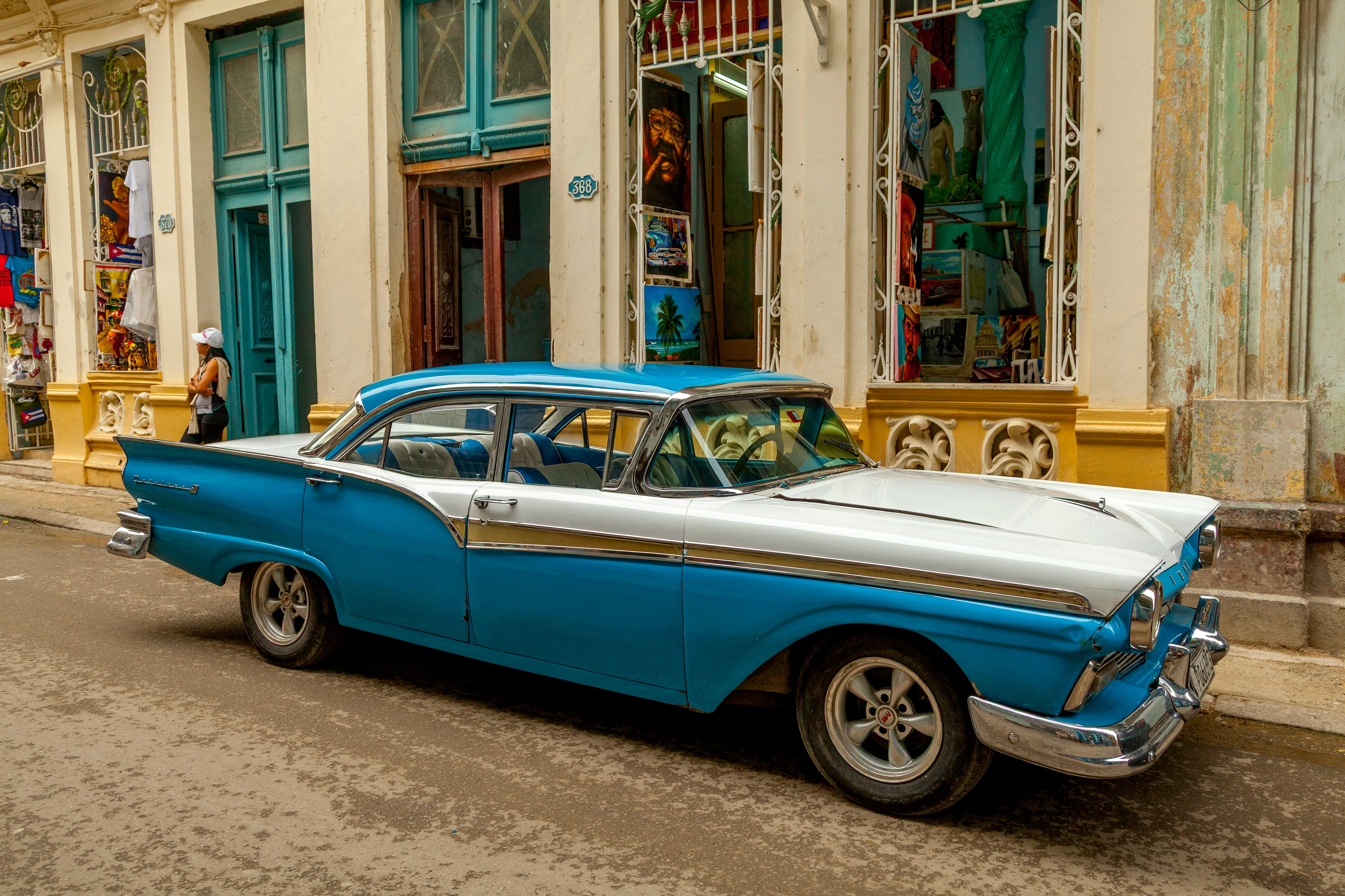Vintage American car parked on a Havana street