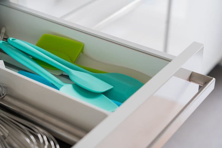 Silicone Spatula On A Kitchen Drawer