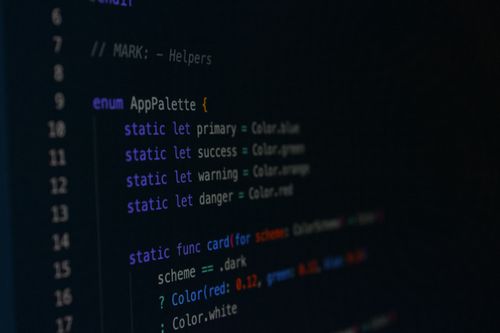 Free Macro photography of color palette code in a programming environment. Stock Photo