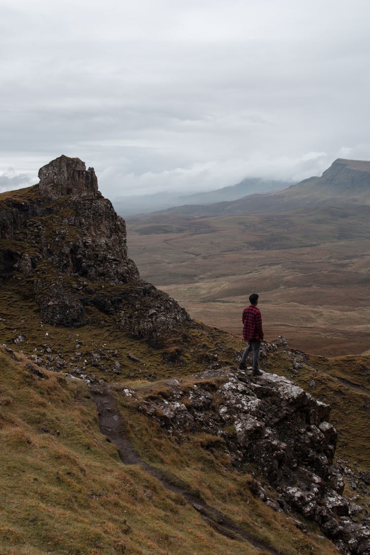 Man  Standing On Rock Mountain