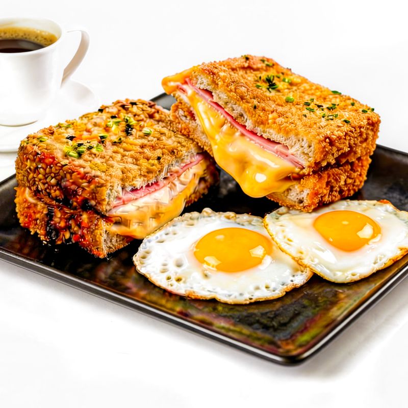 French Toast Breakfast Sandwich with Sausage and Egg