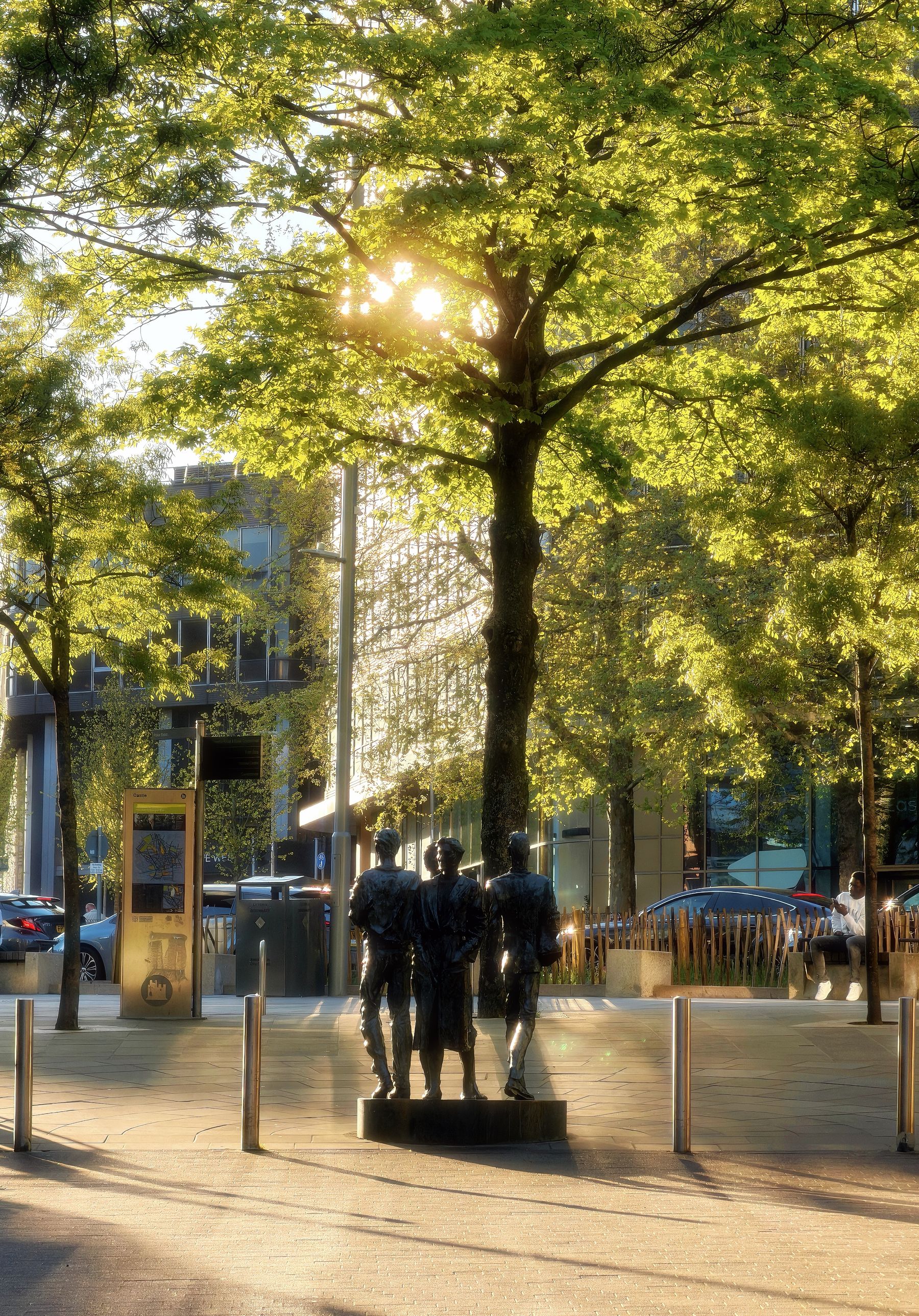 Nottingham city centre in warm evening light