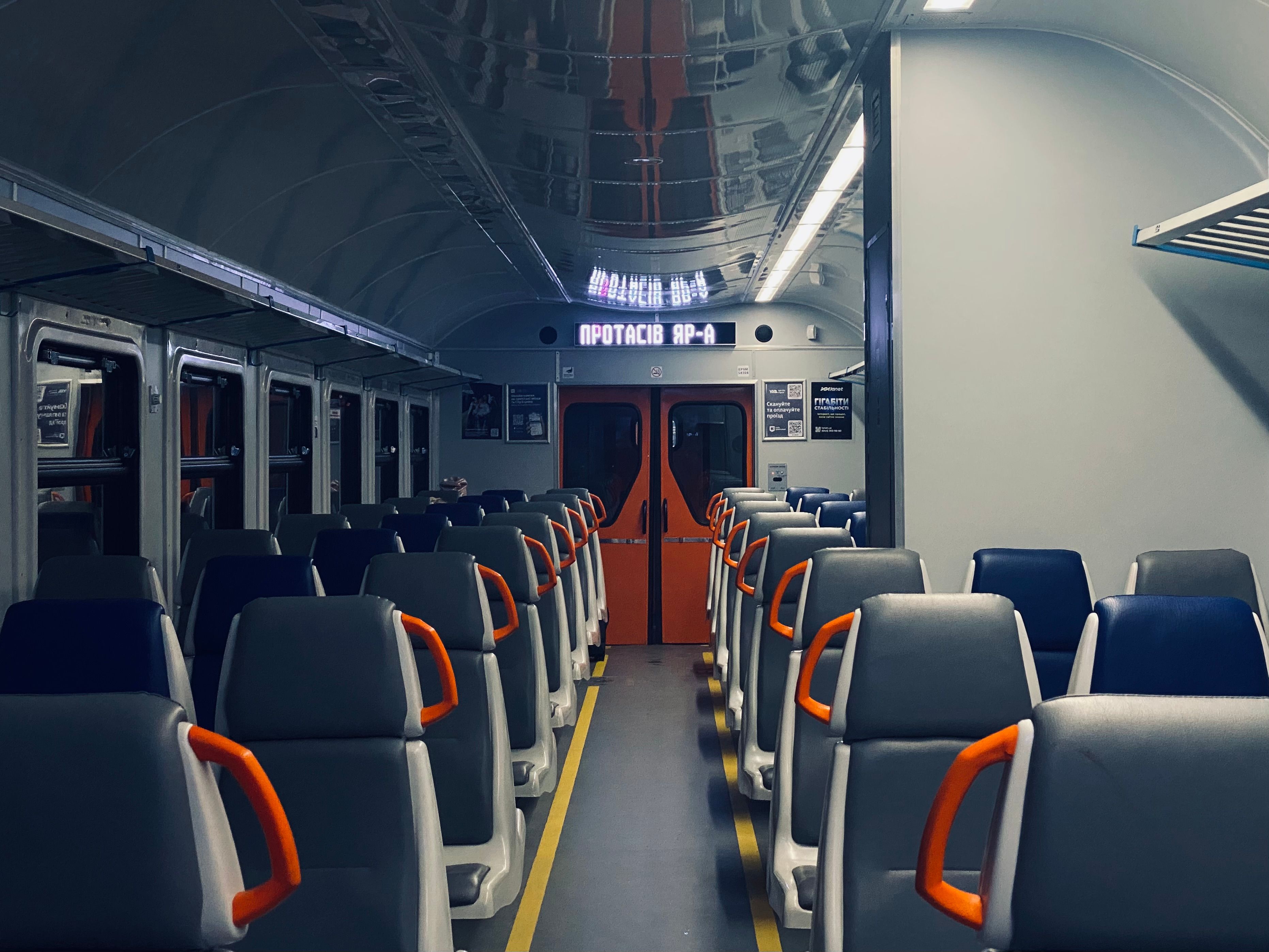 Comfortable interior of an Elron train traveling through Estonia