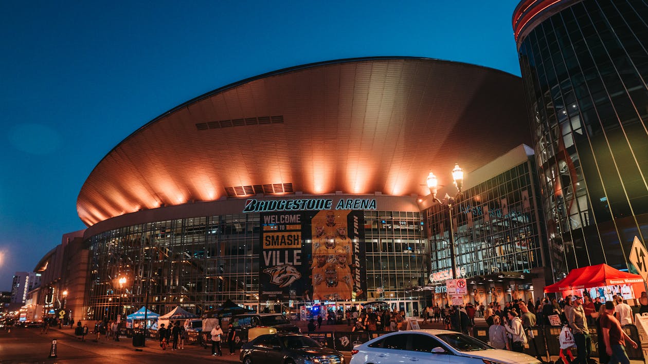 Modern sports arena in Nashville at night ยท Free Stock Photo