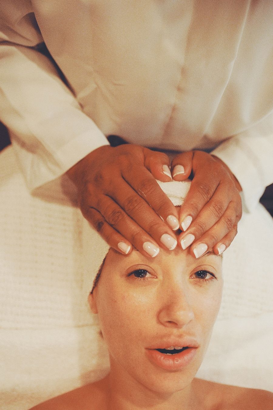 Luxury facial massage treatment close up