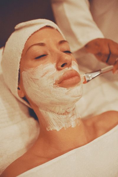 Facial treatment in progress