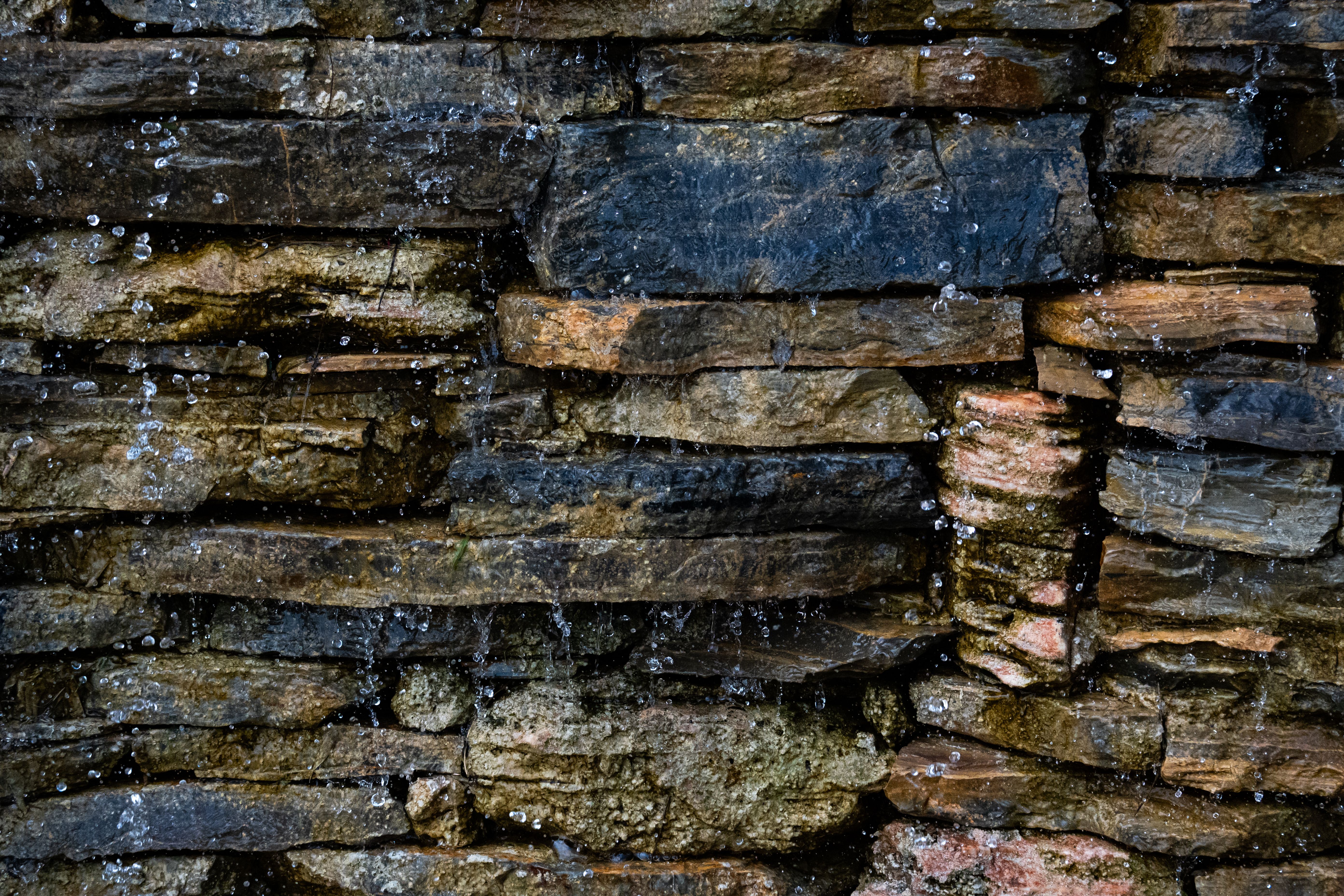 Natural Stone Wall with Water Streams · Free Stock Photo