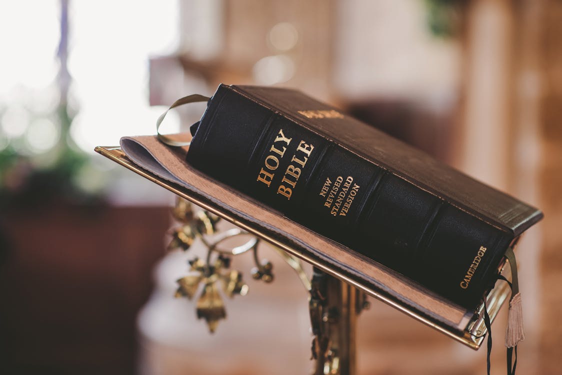 Free Holy Bible on Stand Stock Photo