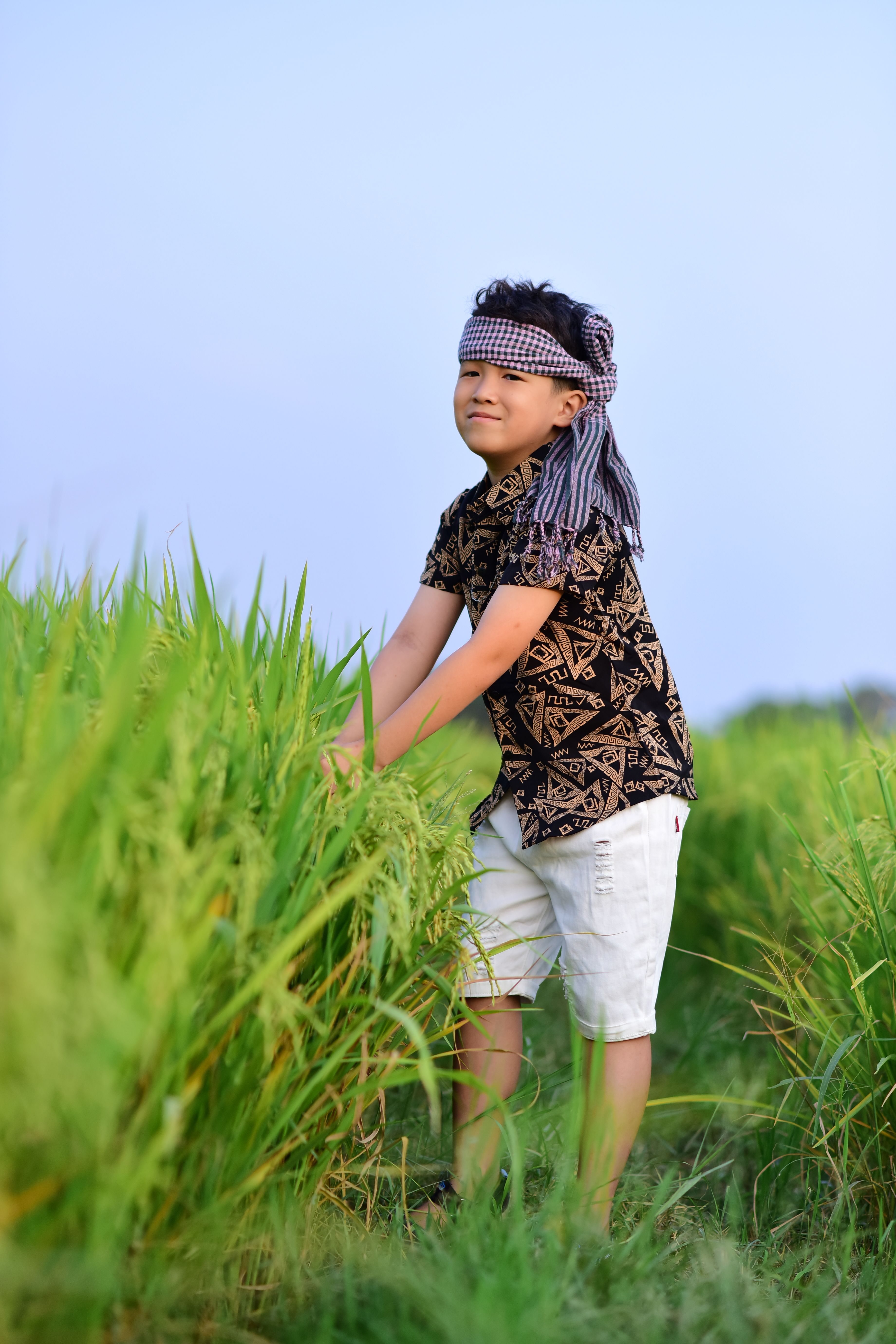Boy Enjoying a Day in the Rice Field Outdoors · Free Stock Photo