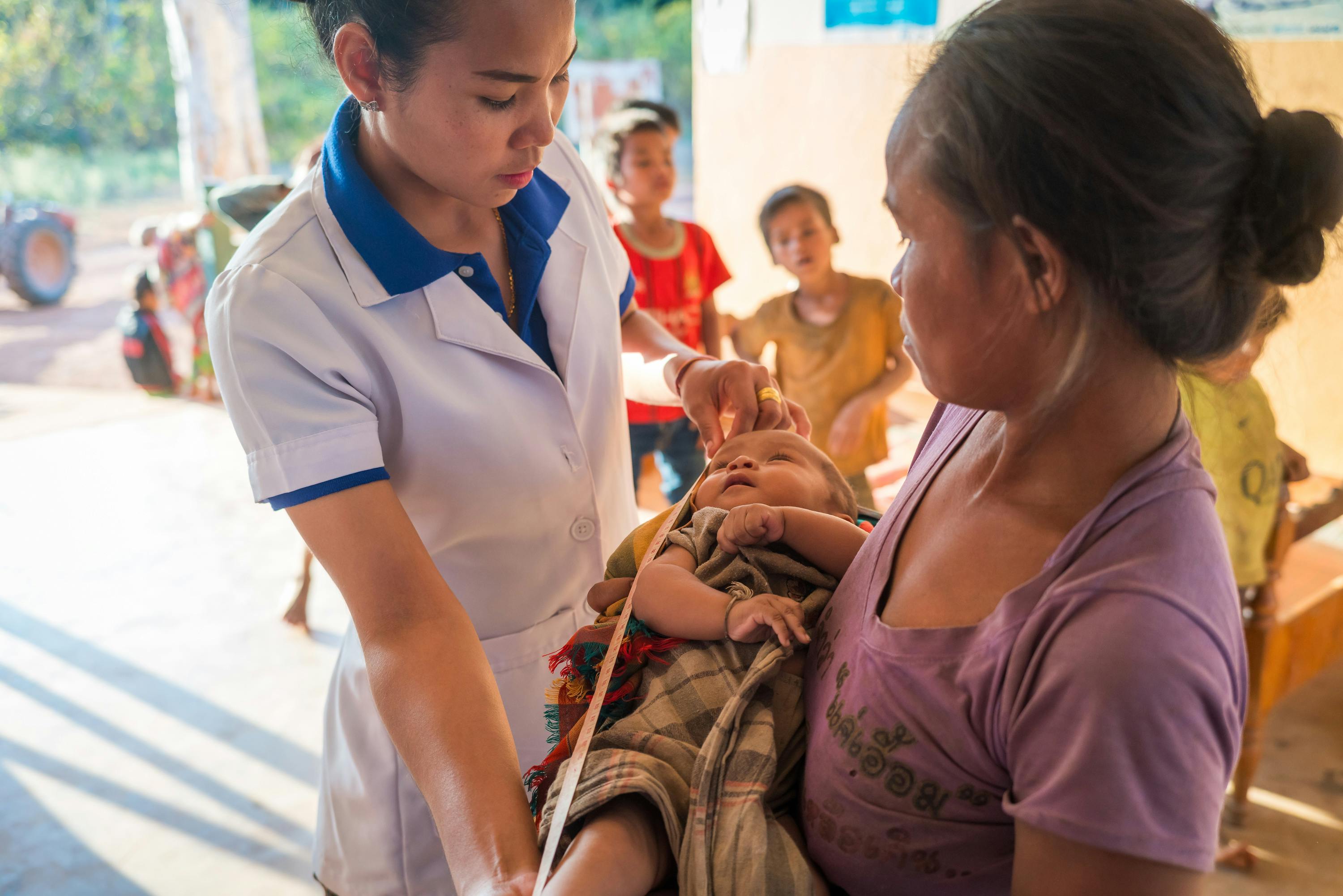 female traveler at rural clinic