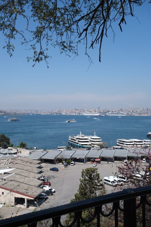 Free Beautiful aerial view of Istanbul's Bosphorus Strait with cruise ships and city skyline. Stock Photo