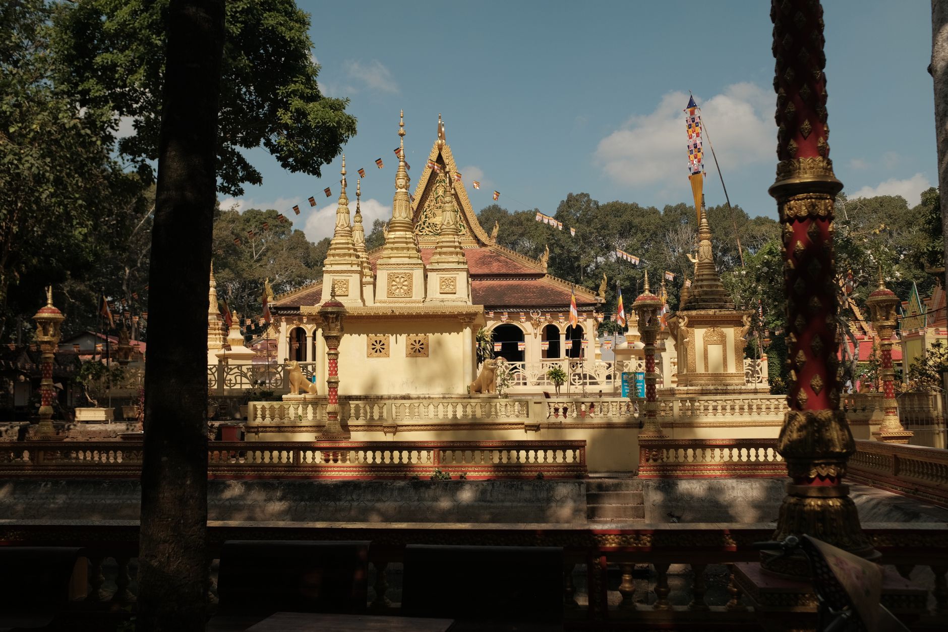 Beautiful ancient Khmer temple in Tra Vinh, showcasing rich cultural architecture.