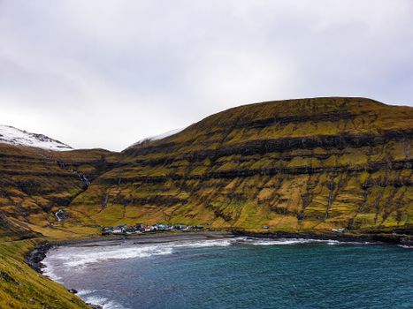 Saksun village and black-sand lagoon — Faroe Islands