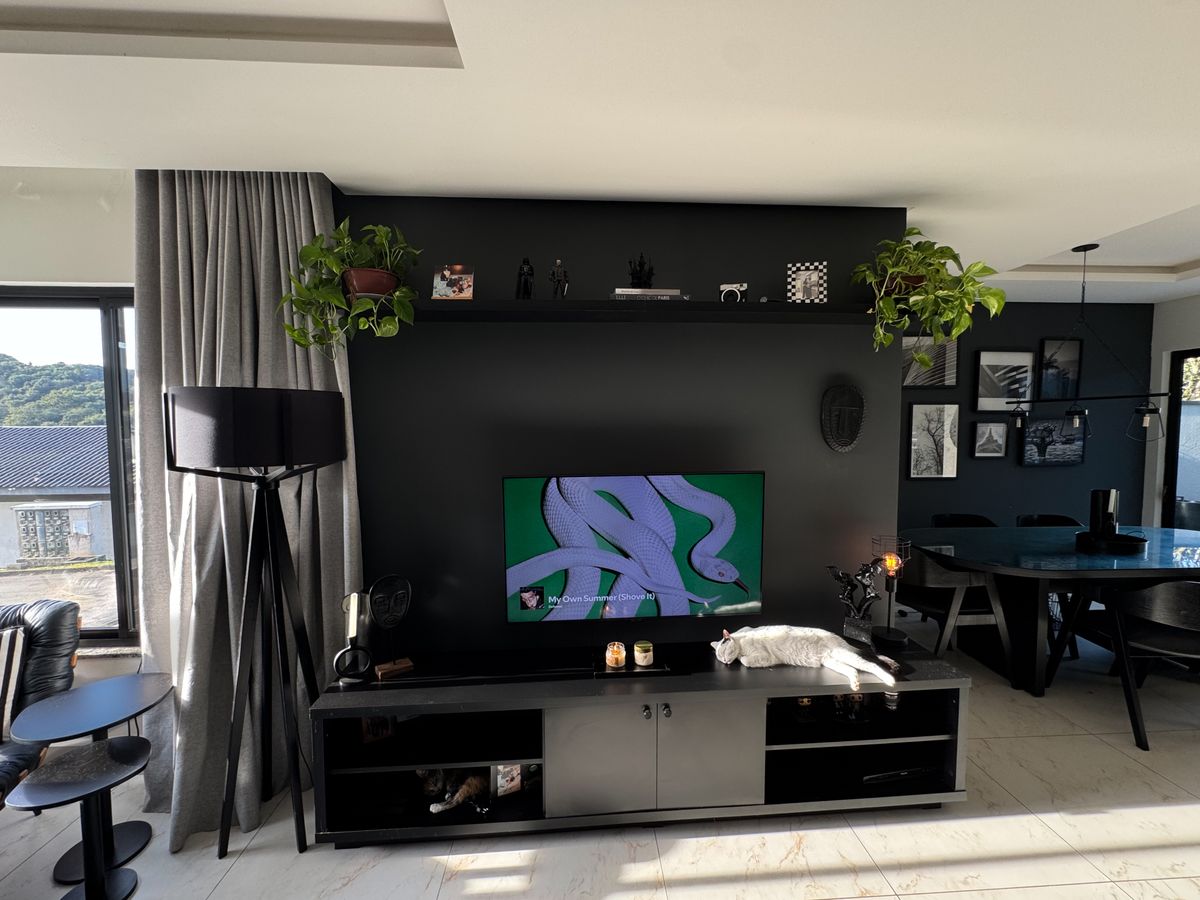 Modern living room with a sleek TV unit