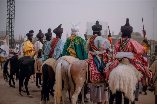 Vibrant traditional horseman parade showcasing Nigerian culture in Zaria city.