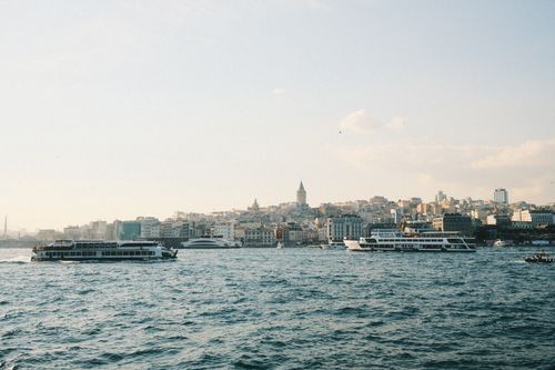 Free Beautiful view of the Bosphorus with the iconic Galata Tower in the background. Stock Photo