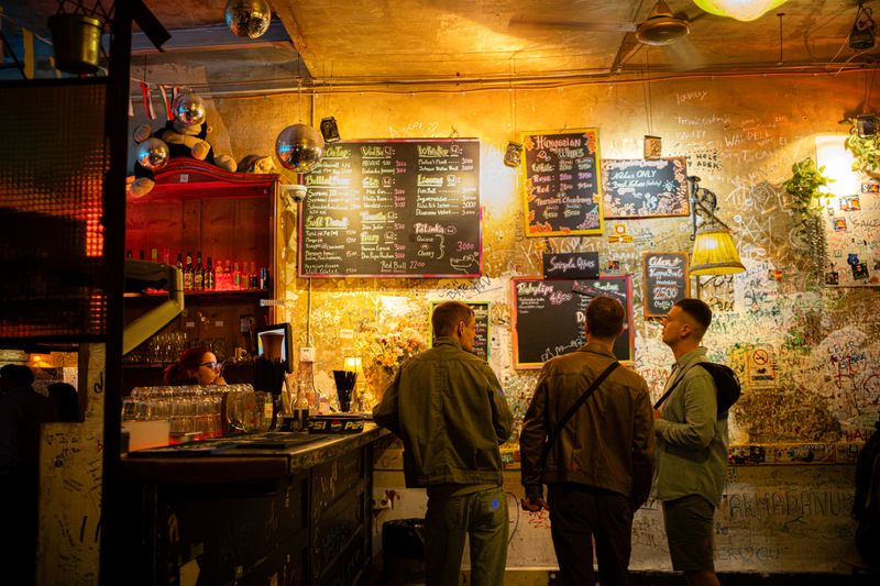 A lively ruin bar in the District VII Jewish Quarter of Budapest
