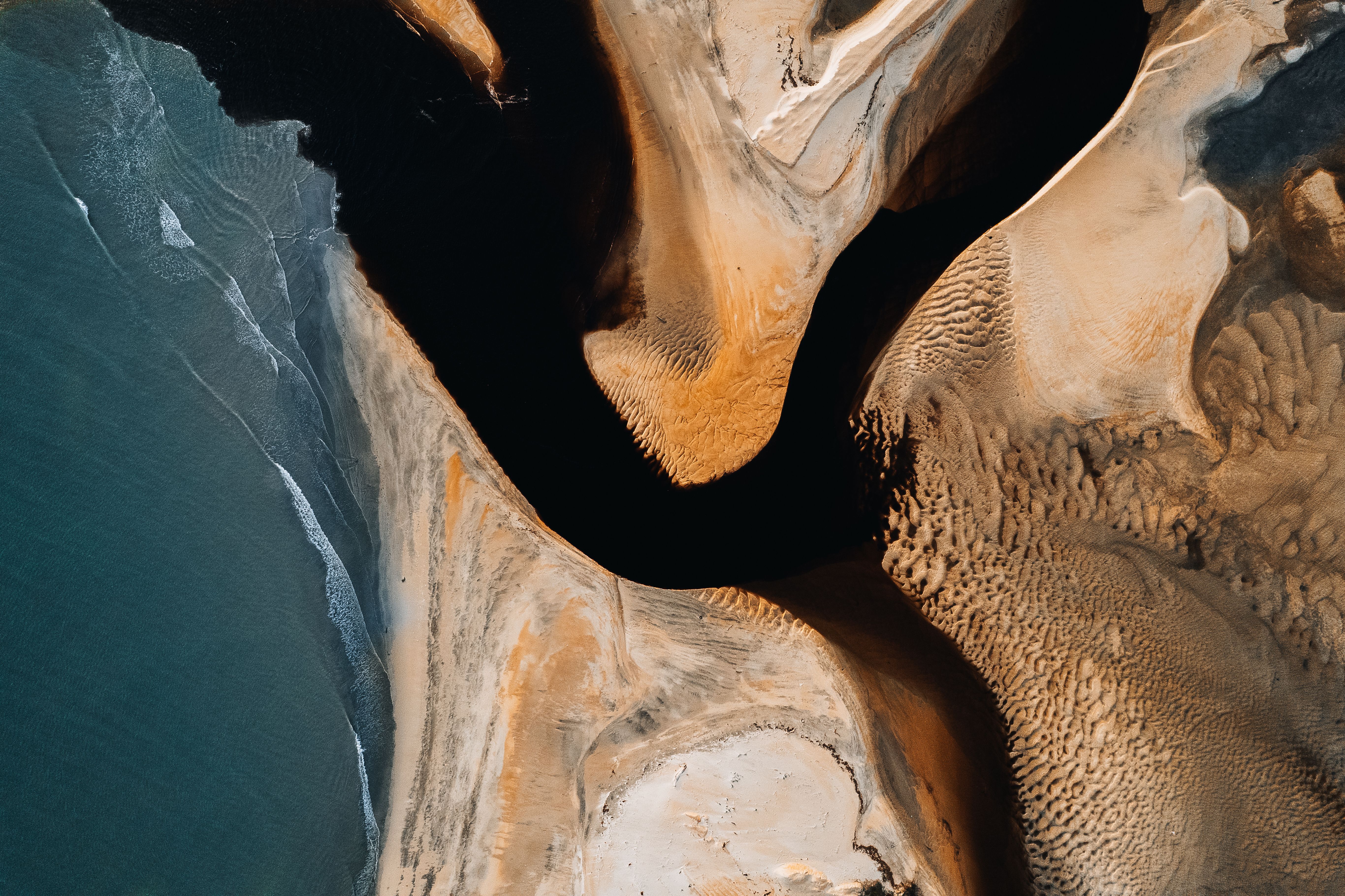 Aerial View of Abstract Sandy Landscape and River · Free Stock Photo