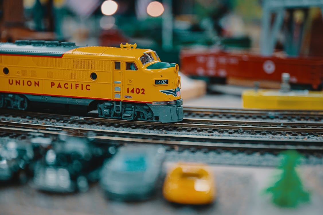 Free Yellow and Blue Train Toy Stock Photo