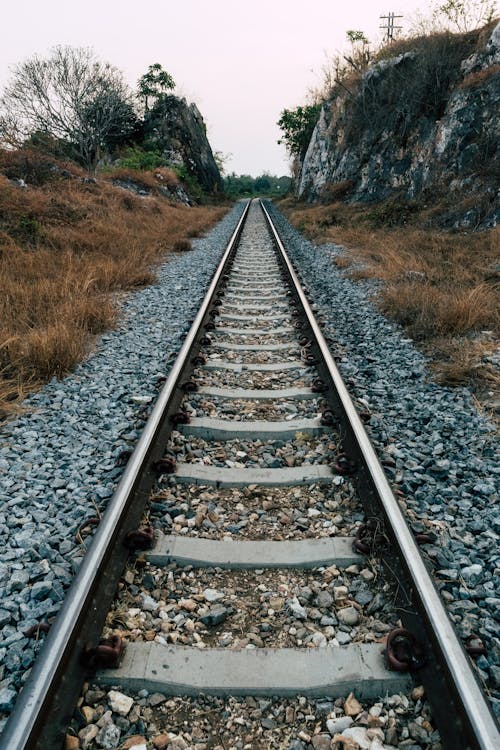 Free Black Metal Train Rail Tracks Stock Photo