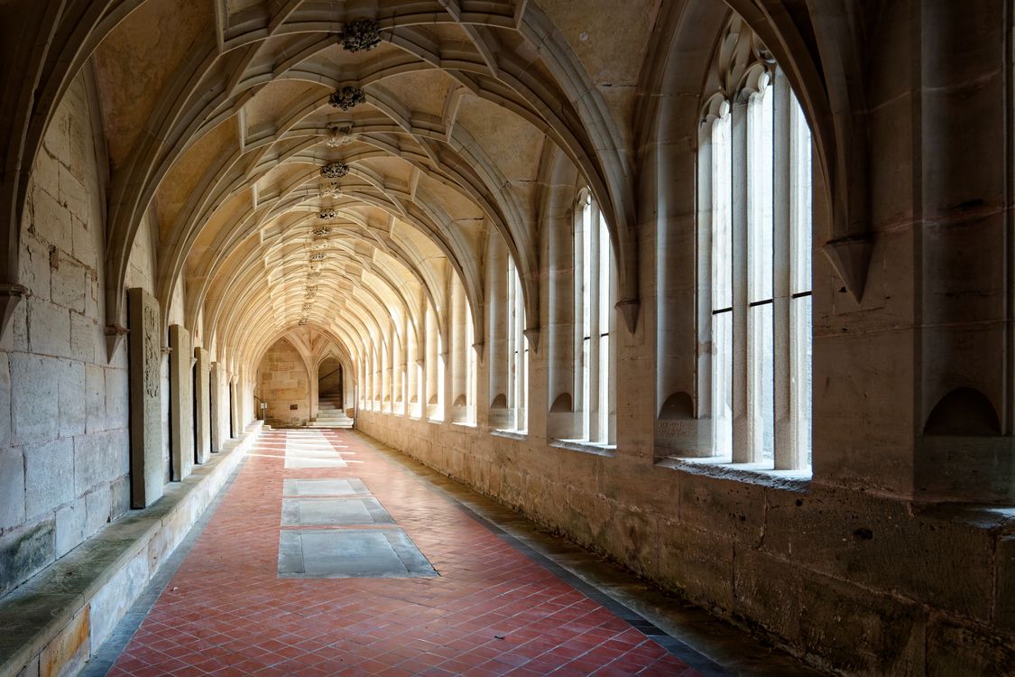 Gothic Architecture Cloister With Vaulted Ceiling Free Stock Photo gothic-architecture-cloister-with-vaulted-ceiling-free-stock-photo