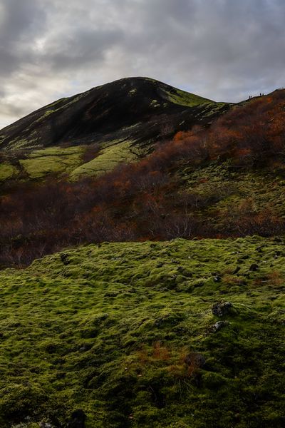 A moss-covered hill under a low overcast sky, photo by Veronika Benz on Pexels
