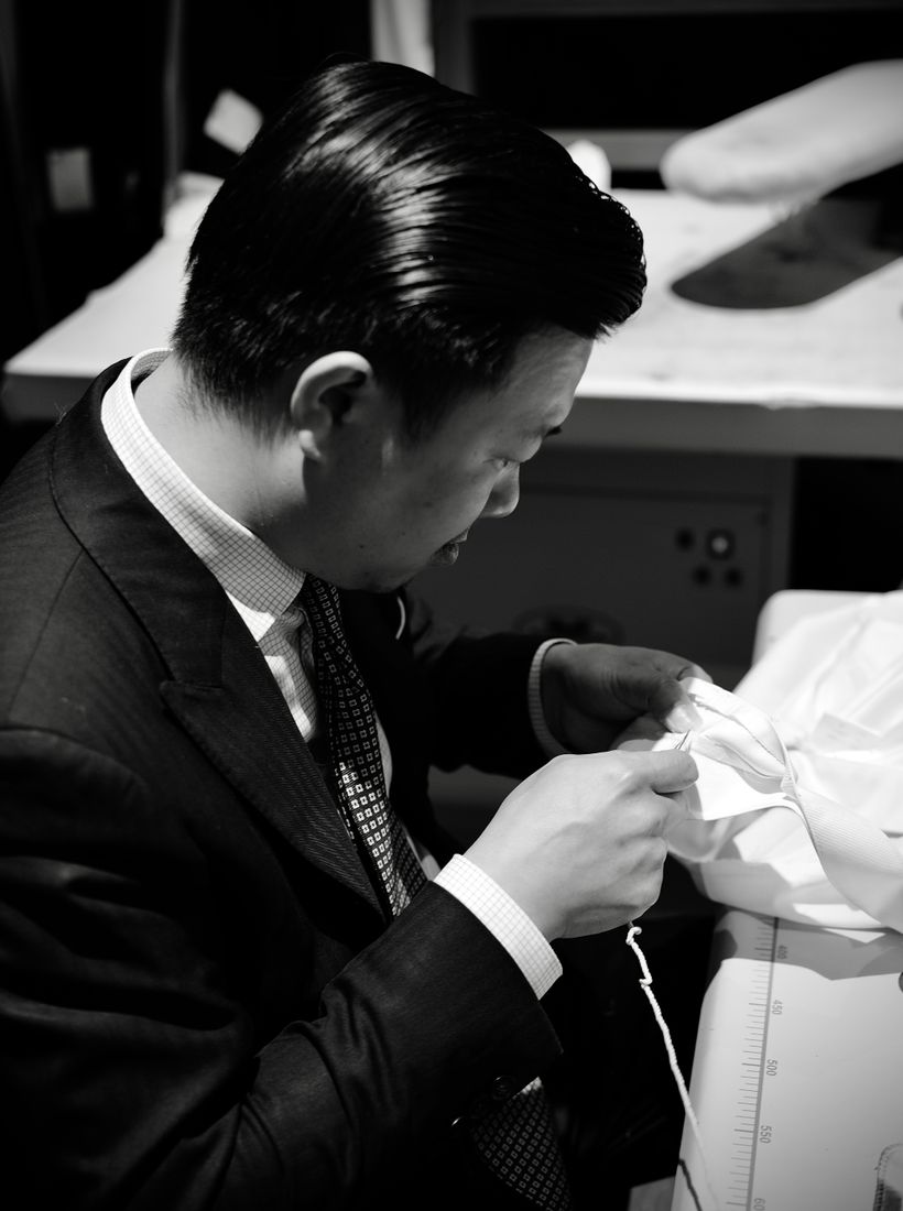 Tailoring in progress at the Aurum Bespoke atelier