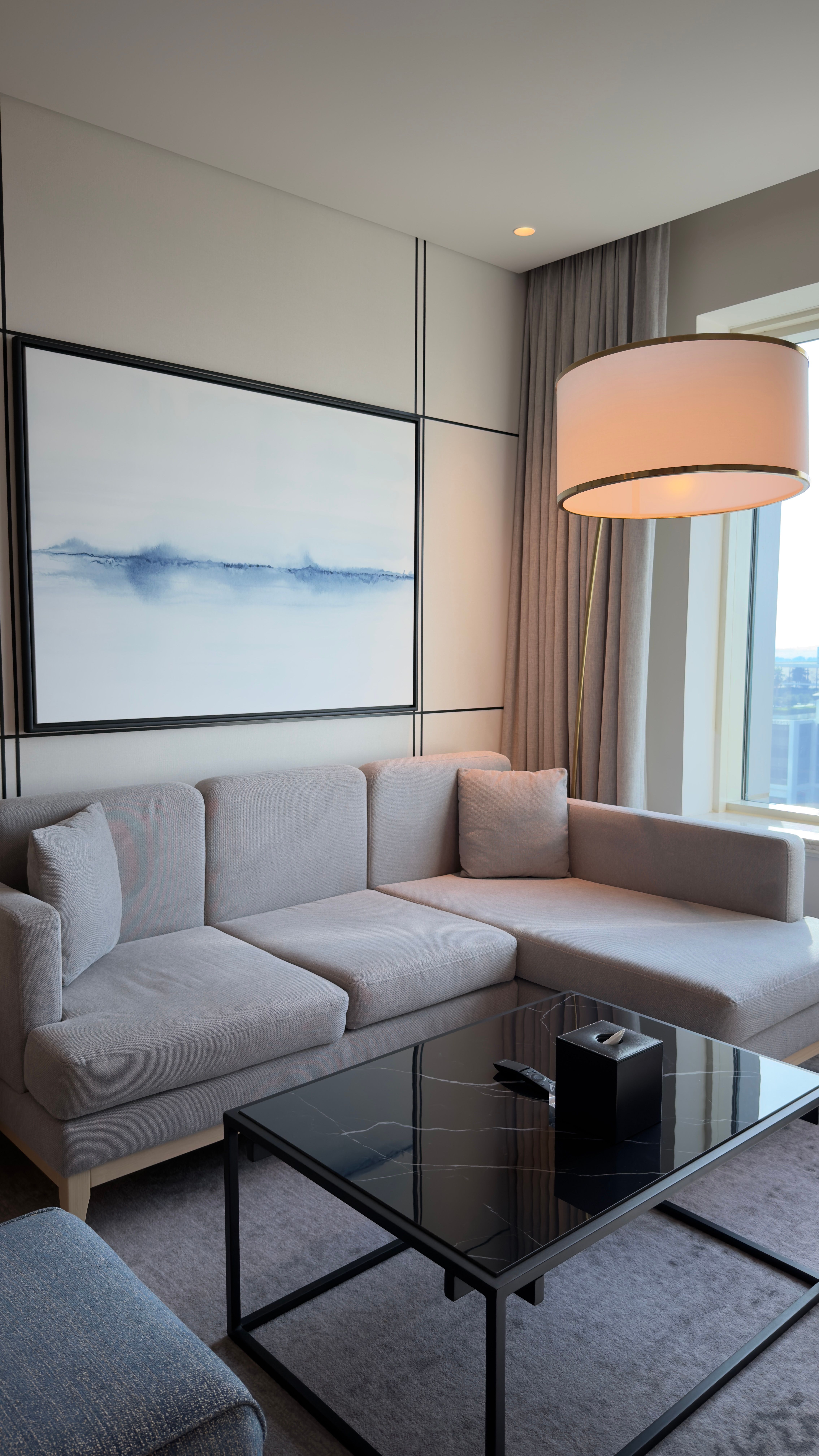 A bright interior with design samples and a moodboard