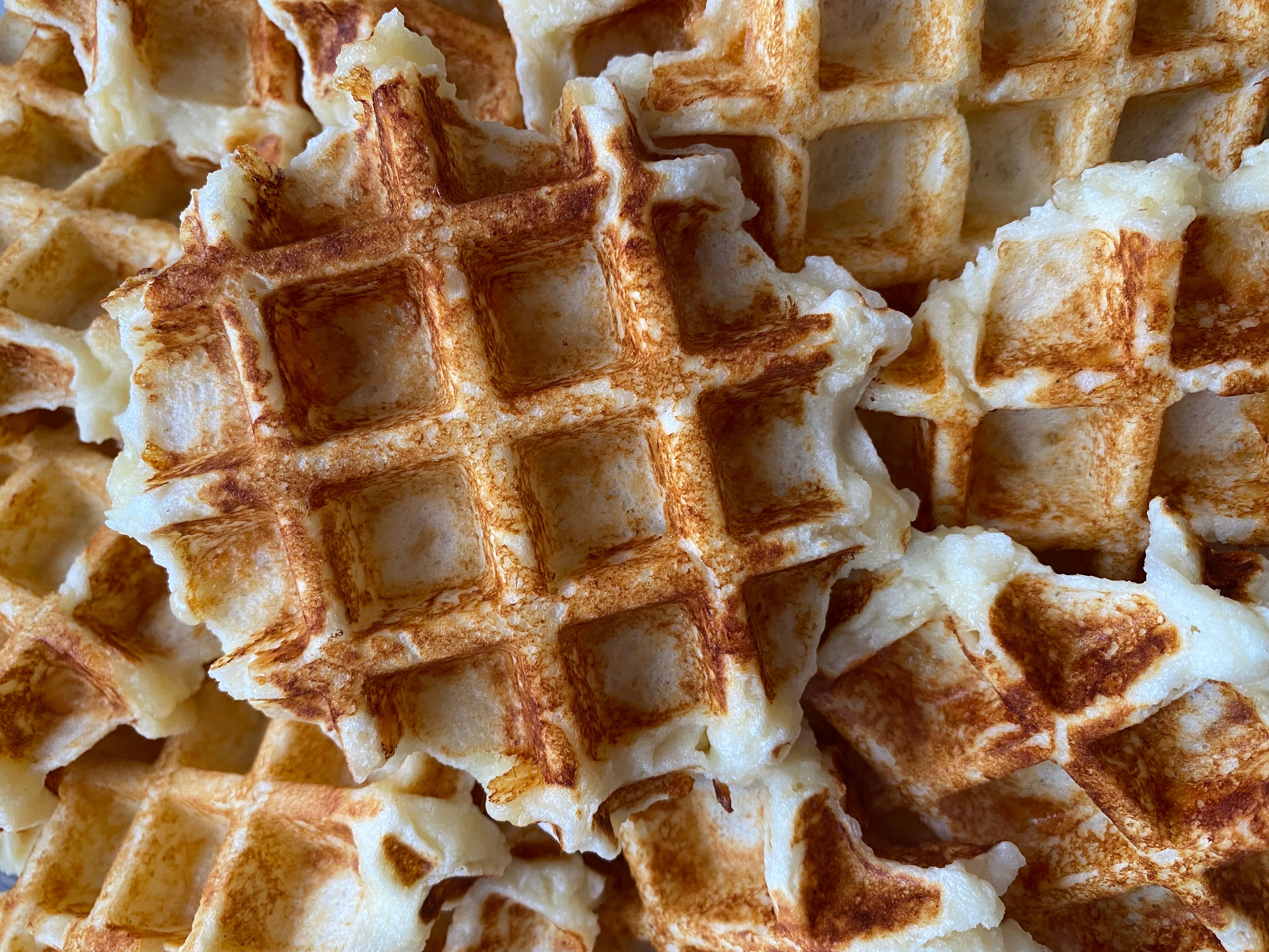 Fluffy Waffles with a Herb Salad