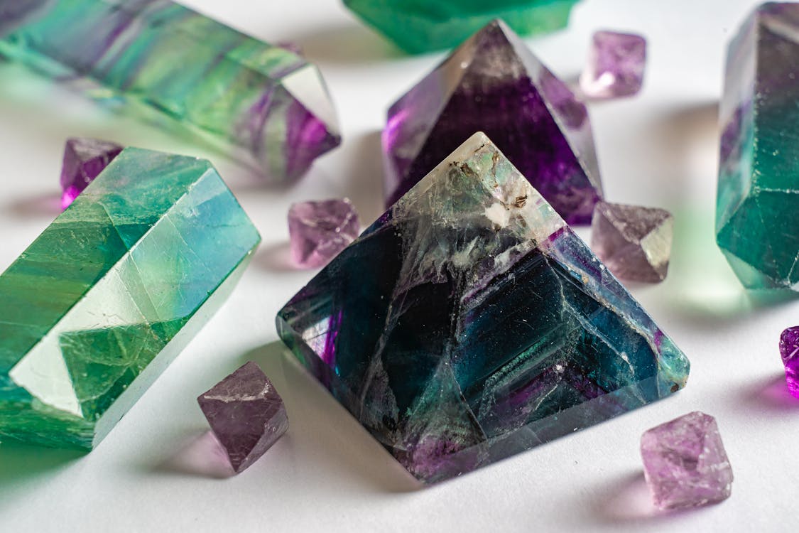 different colored crystals in different sizes