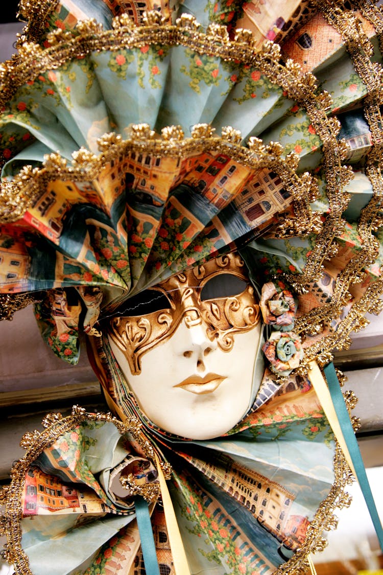 Venice Mask Decorated With Fan