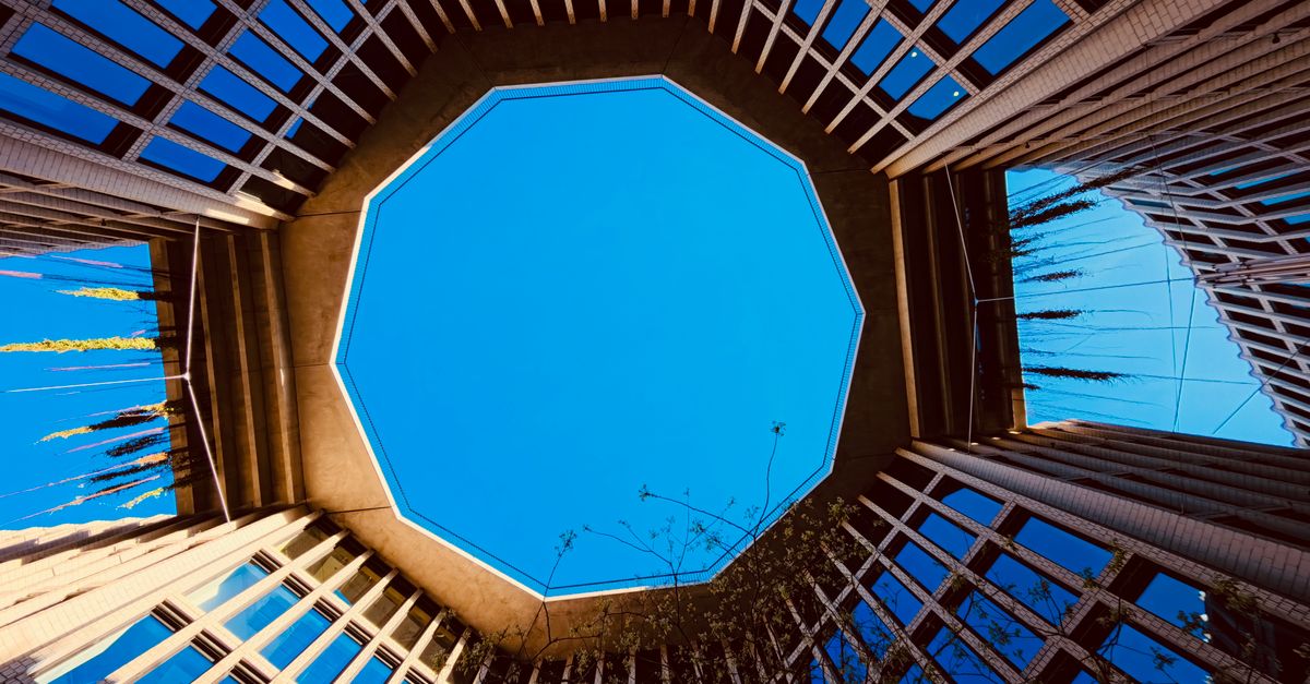 Octagonal architectural skylight view in Berlin showcasing modern design and structure.