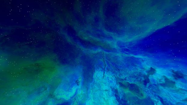 A mesmerizing view of a colorful cosmic nebula with sparkling stars in the night sky.