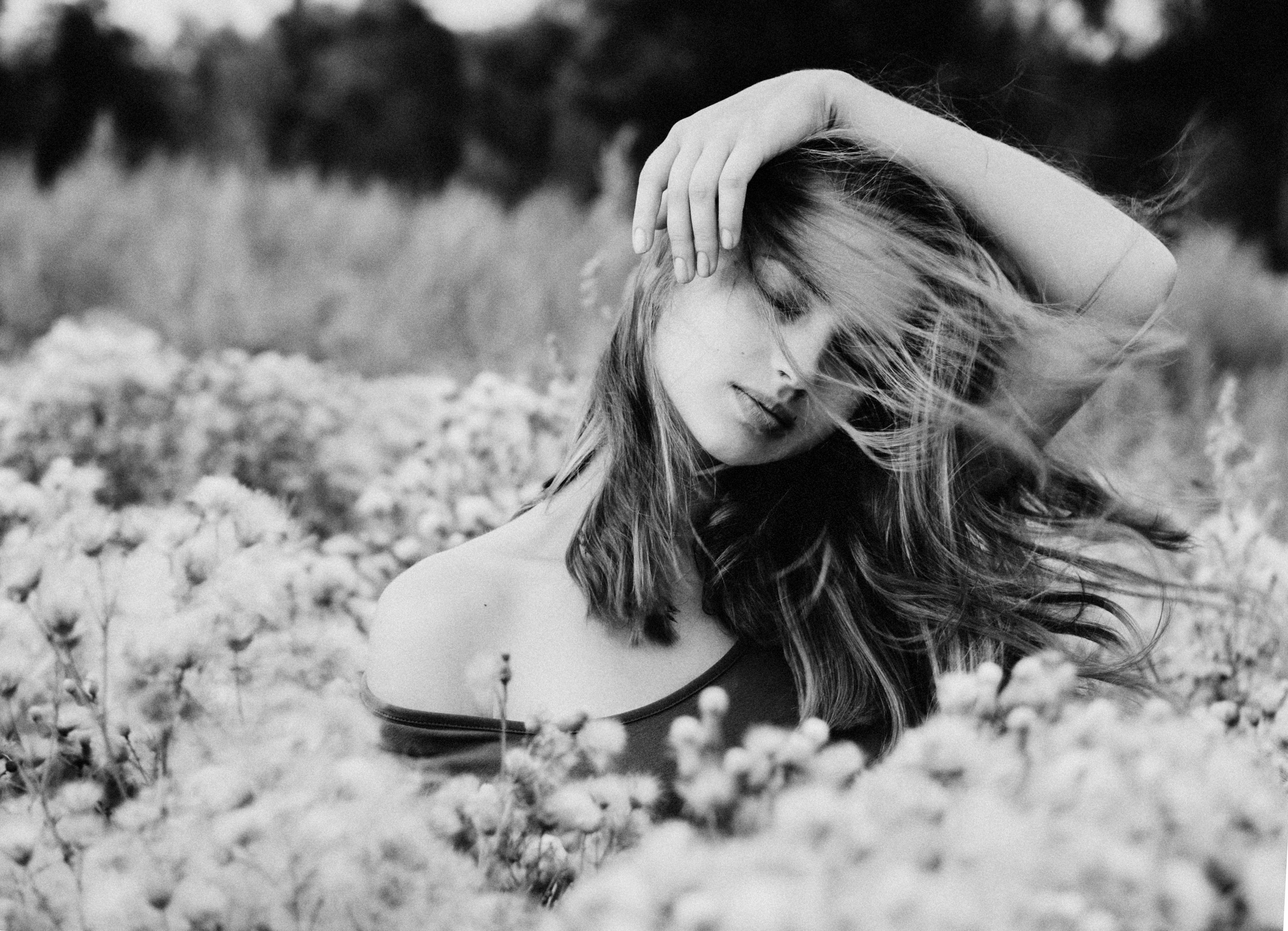 Woman In The Middle Of A Flower Fields= · Free Stock Photo