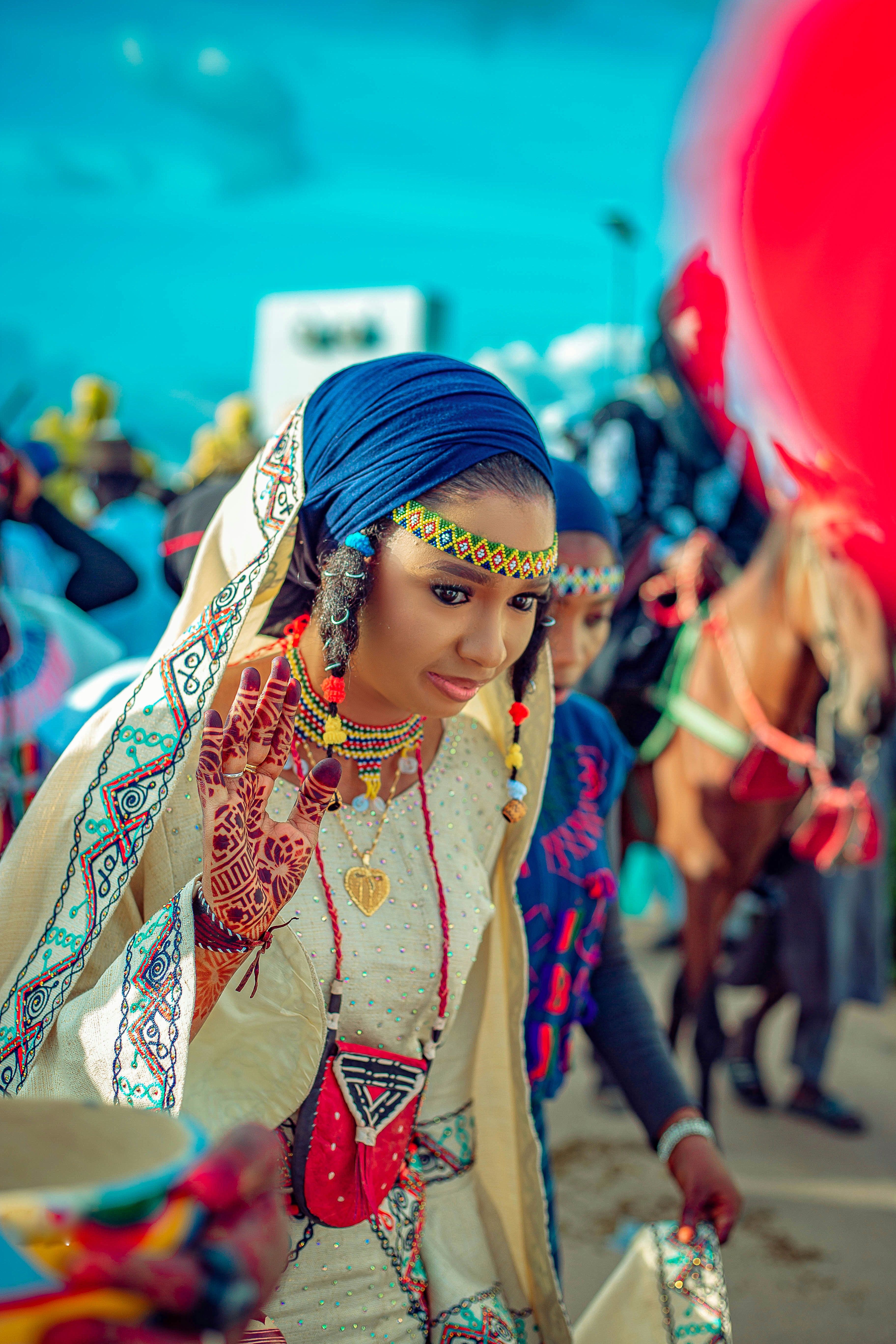 Vibrant cultural festival showcasing traditional attire and festive spirit.