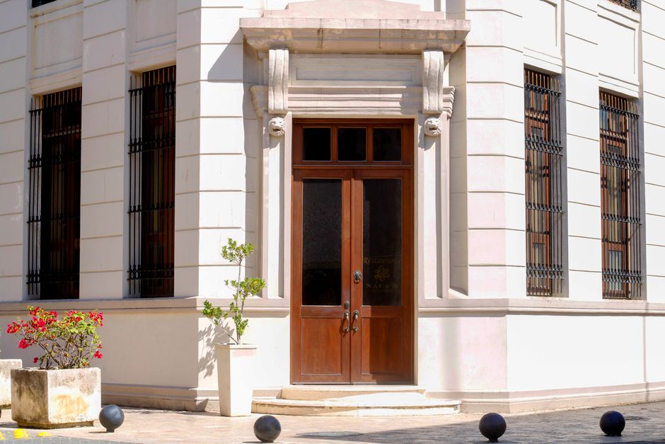 Charming exterior of a boutique hotel in Casco Viejo, Panama City, with colonial architecture