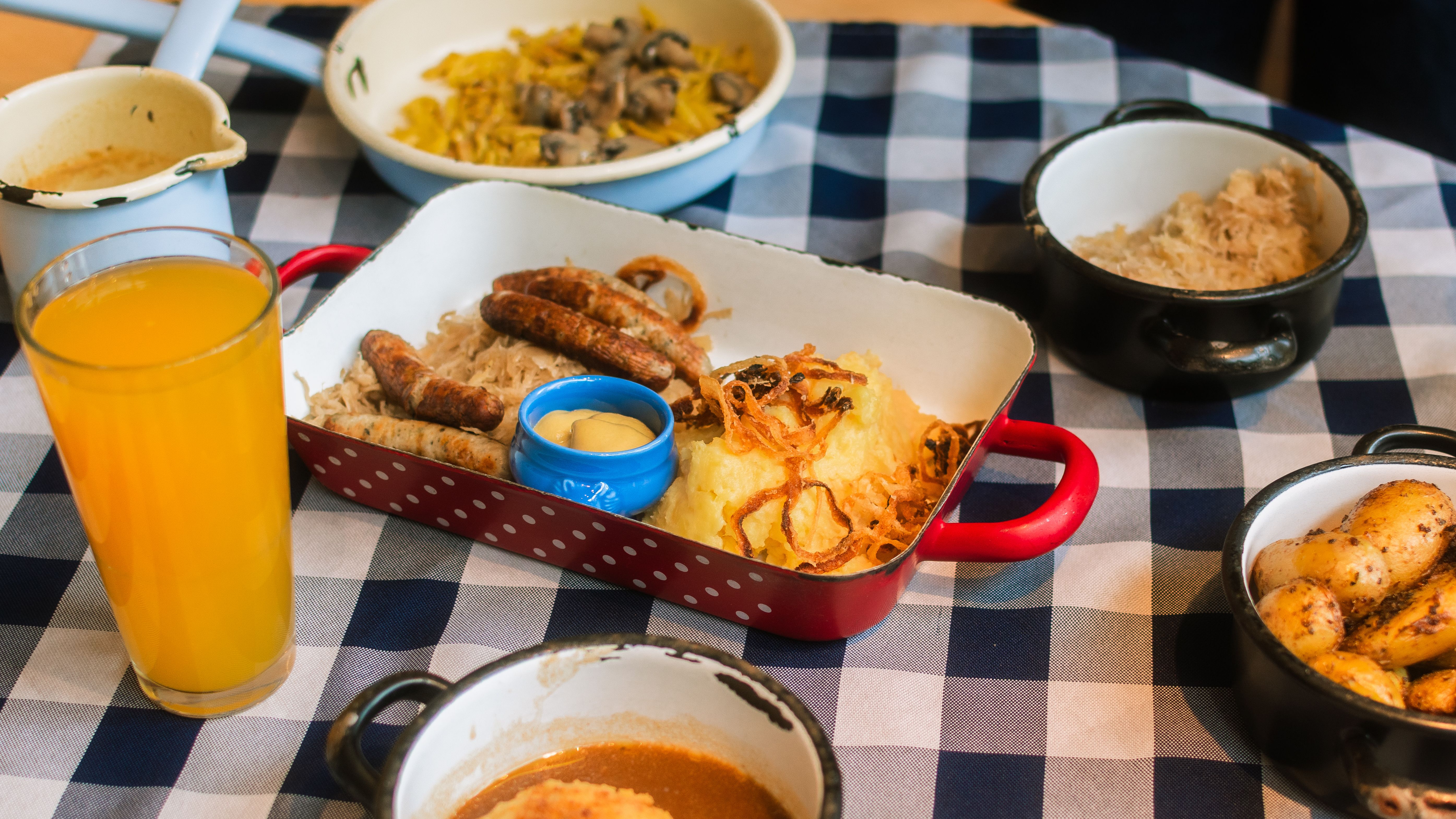 Sauerkraut with sausages in oven