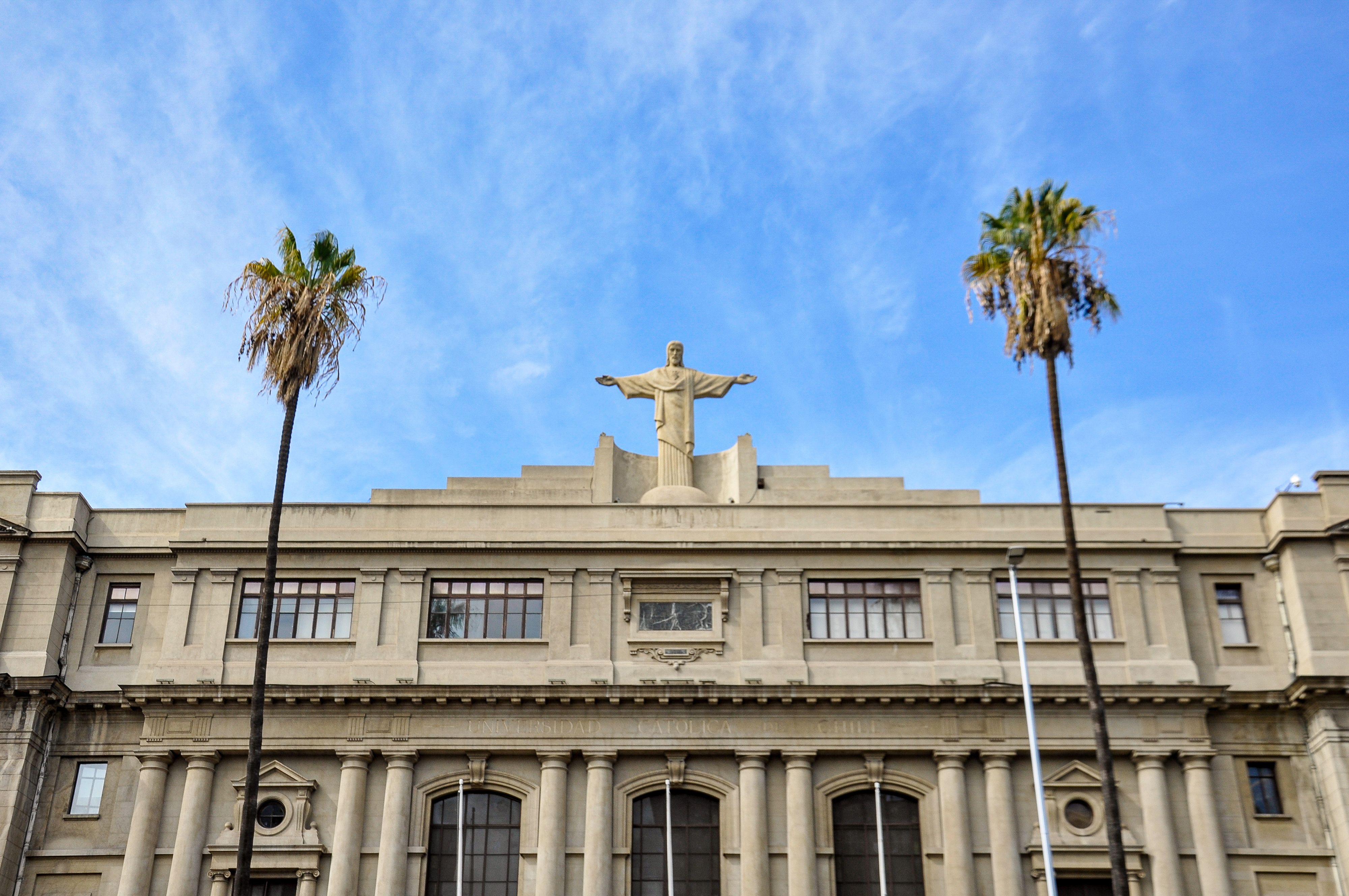 Facade of Historical Building with Christ Statue in Santiago · Free ...