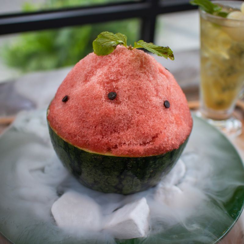 Korean Patbingsu Shaved Ice Tartlet with Red Bean