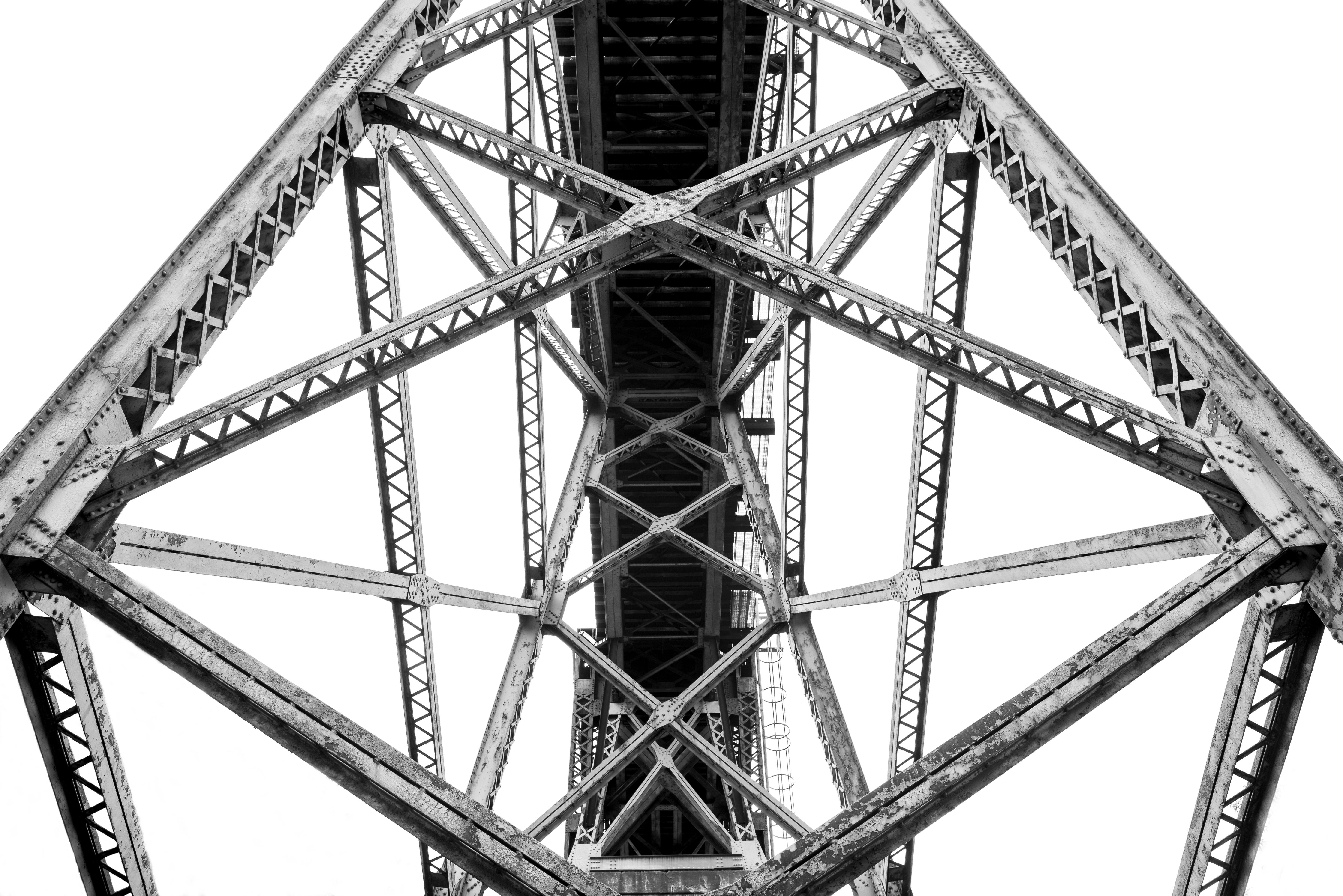 worms eye view photography of steel structure