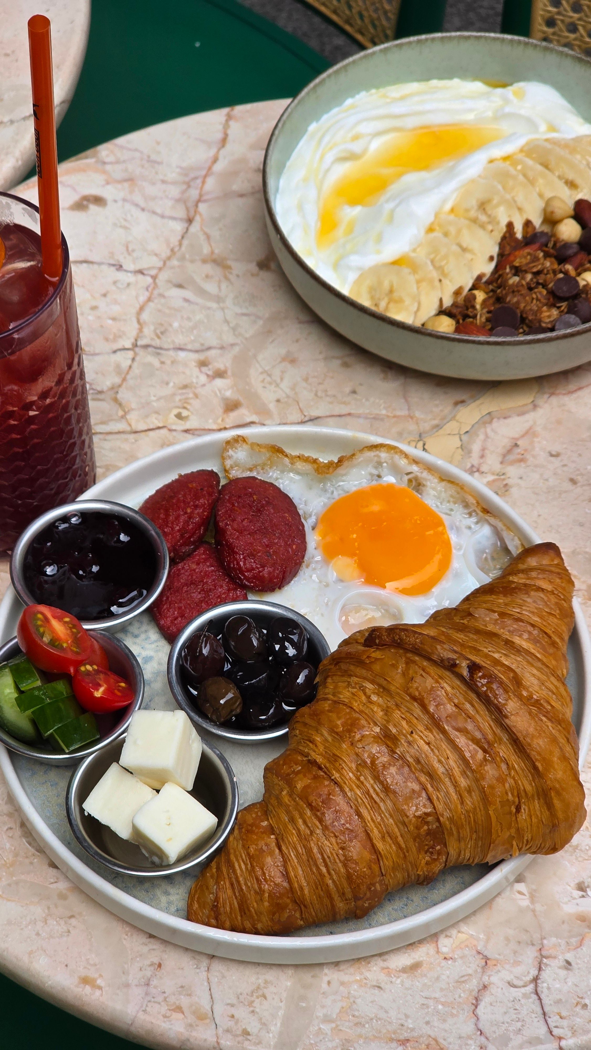 Healthy breakfast with fruit, oats, and nuts
