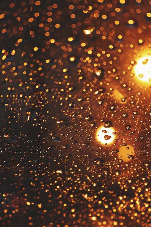 Close-Up Shot of Water Droplets on Glass