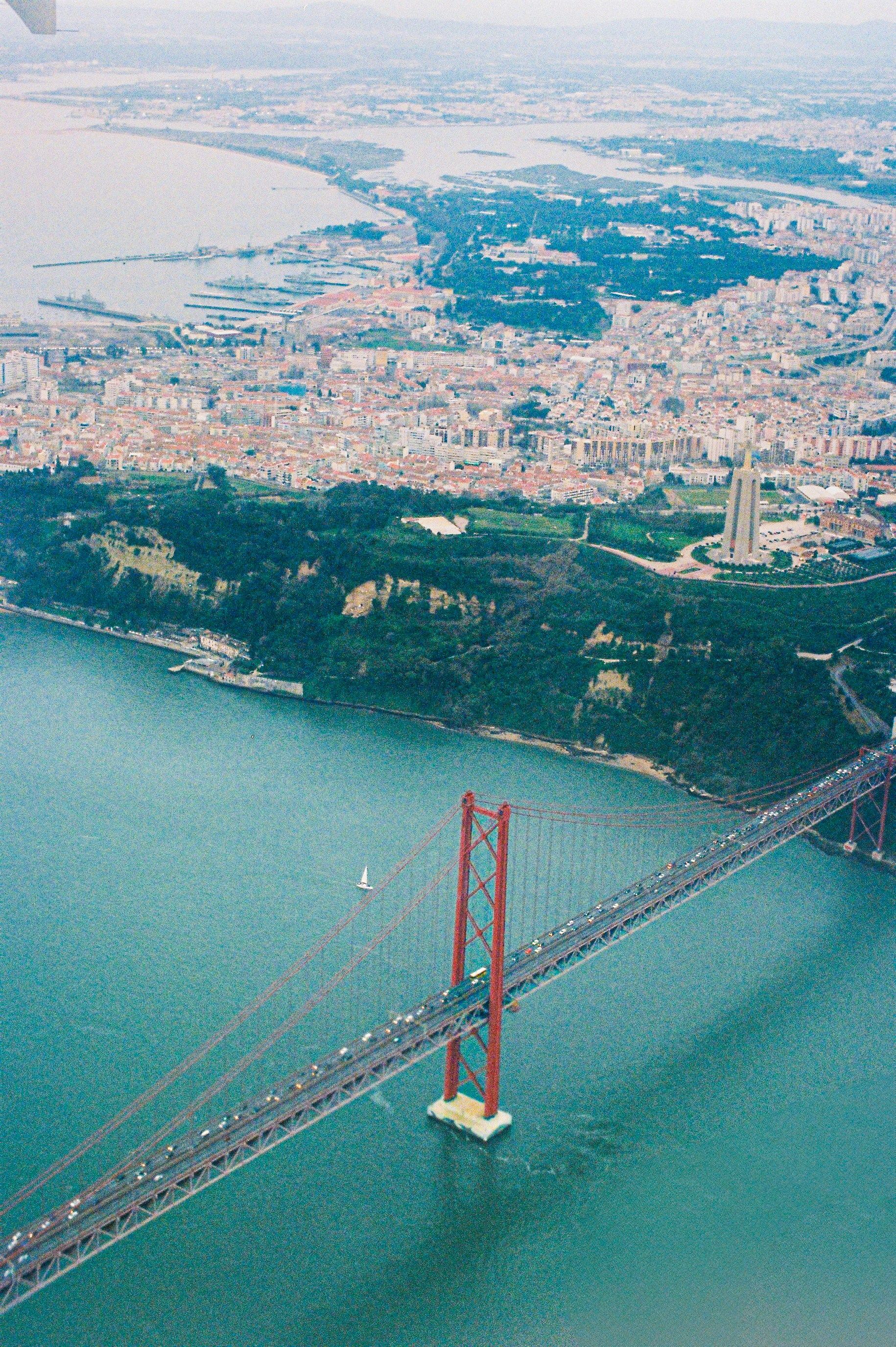 Aerial View of 25 de Abril Bridge in Lisbon, Portugal · Free Stock Photo