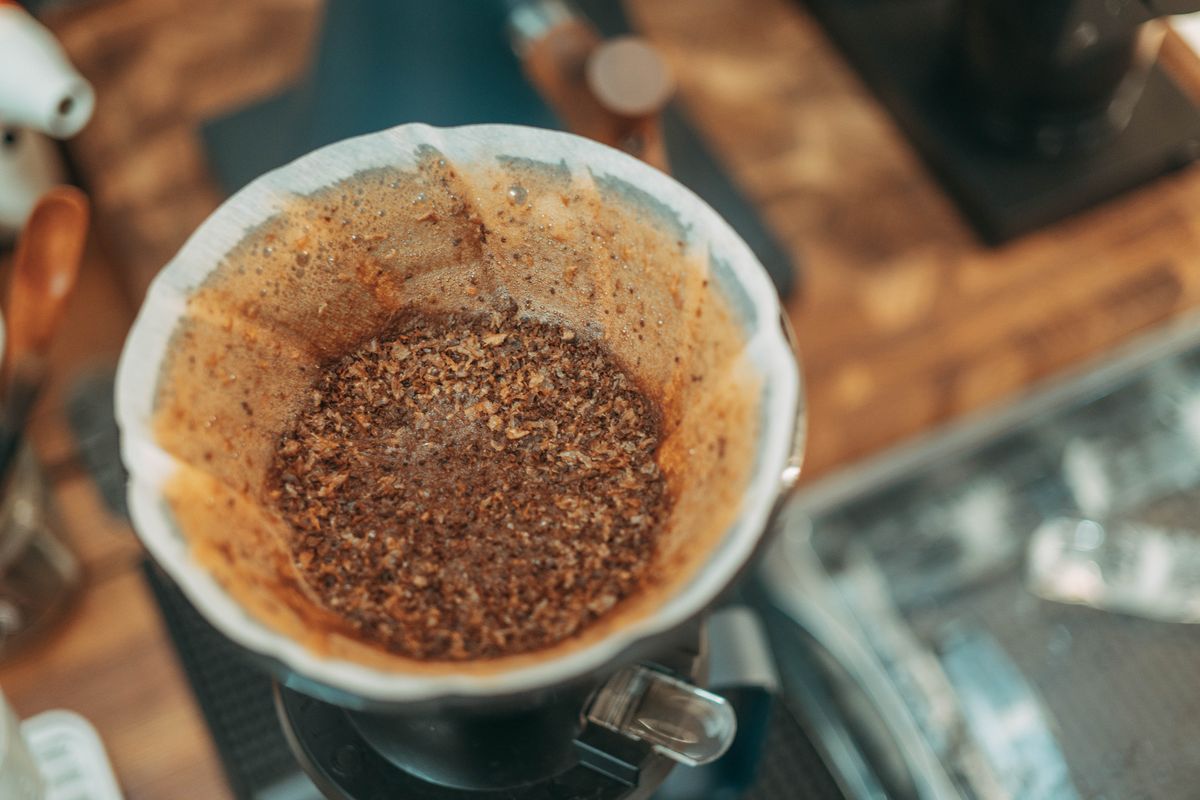Borra de café utilizada depois do preparo da bebida