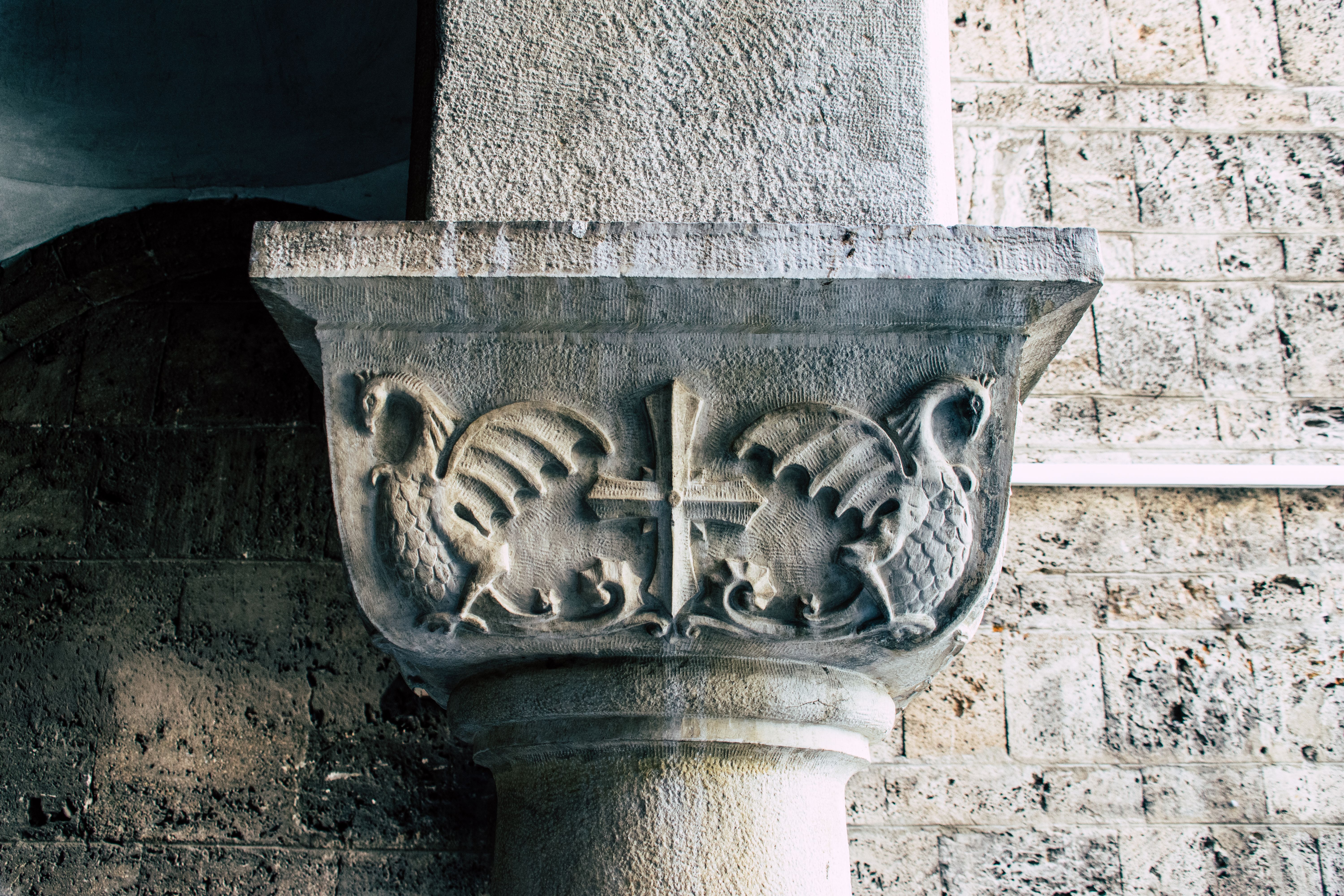 Historic Stone Column with Dragon Carving · Free Stock Photo