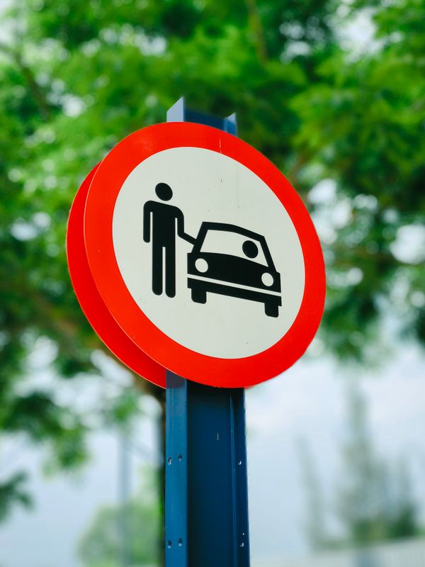 Traffic sign with no parking symbol outdoors