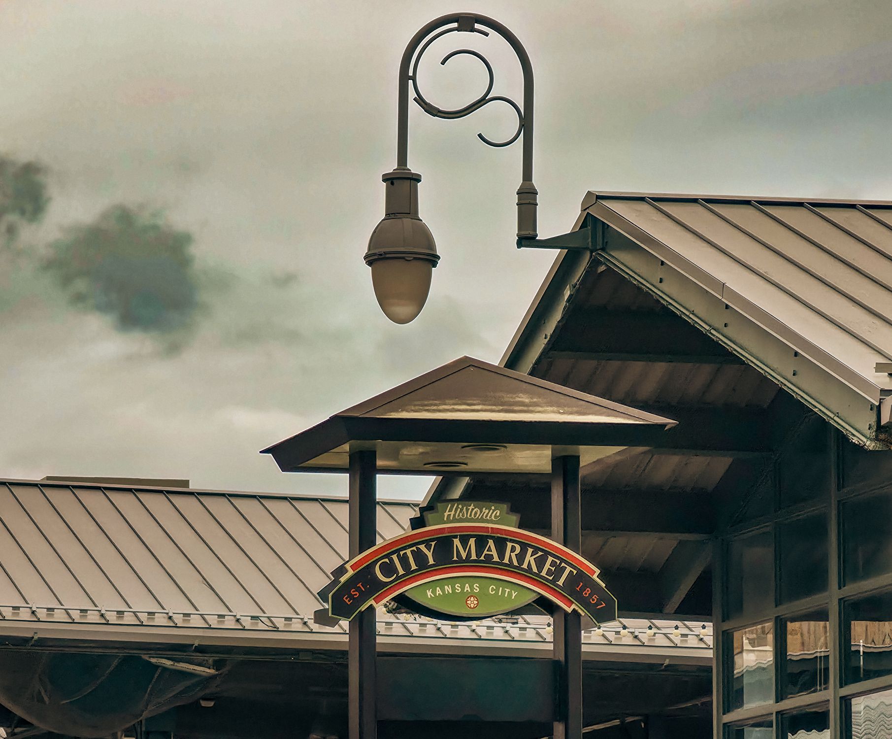Iconic City Market sign in Kansas City, showcasing historic district charm and urban design.