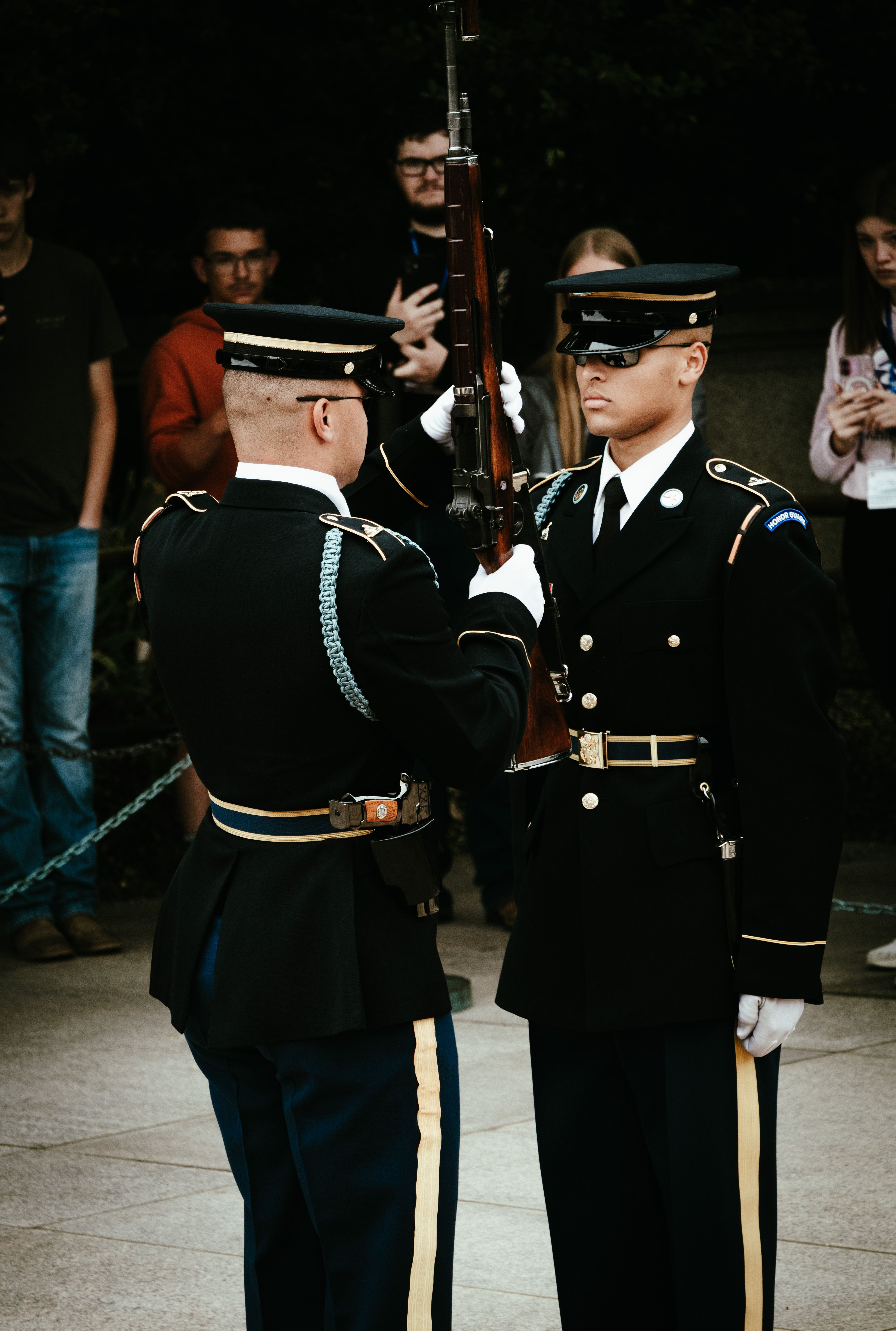 Ceremonial guard change at the Tomb of the Unknown Soldier in Washington D.C.