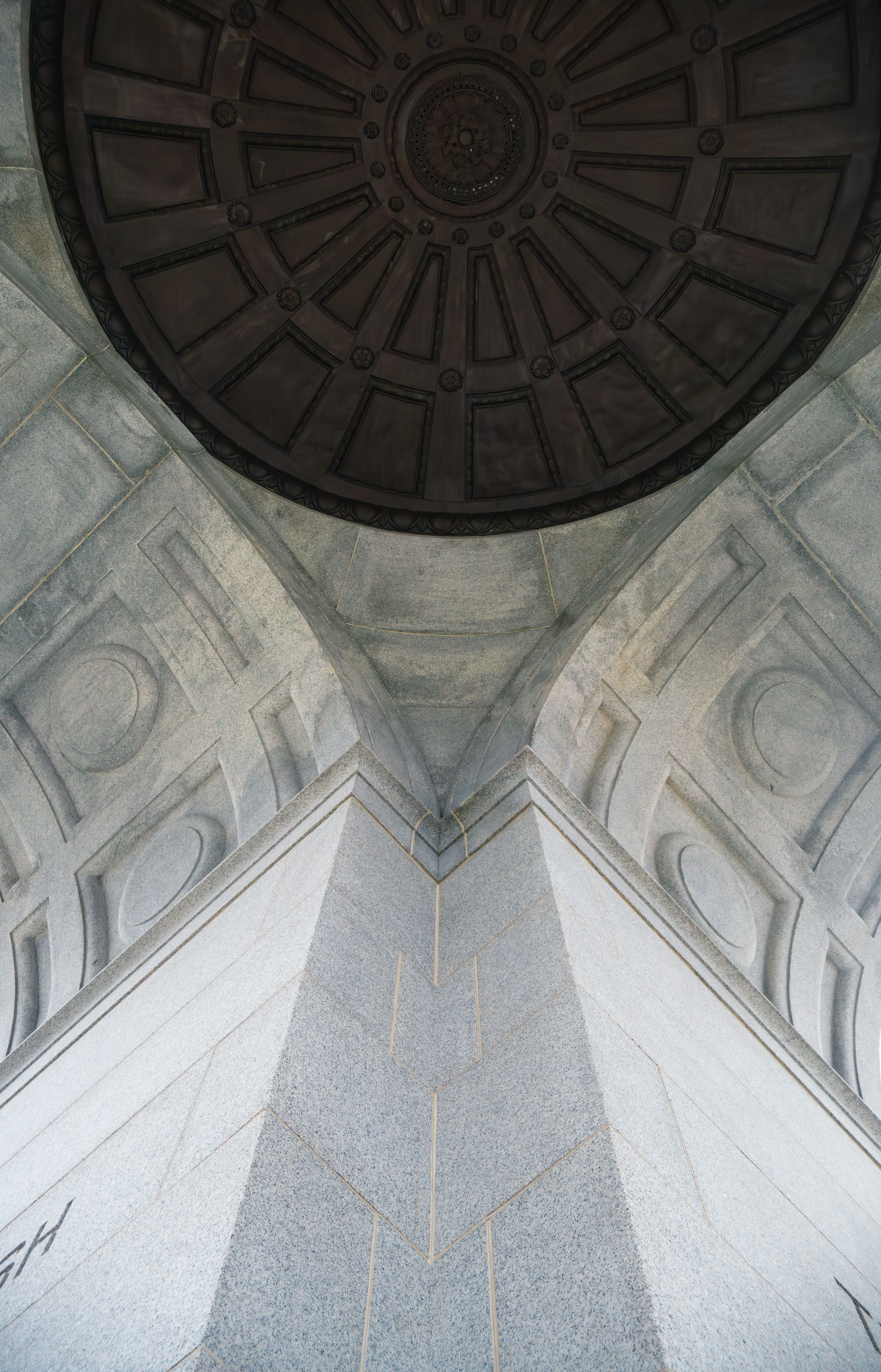 Intricate architectural patterns inside the Washington Monument, Washington DC.